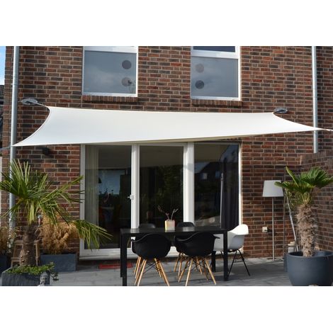 Vierecksonnensegel 300 x 400 cm - Polyester - Farbe hell elfenbein (1/4)