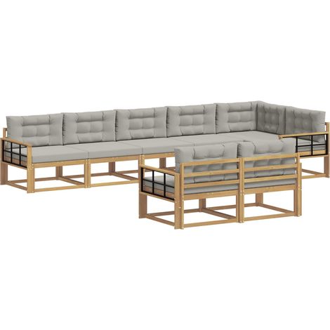 Conjunto de sofás de exterior 6 uds. Blanco y Gris Claro vidaXL (1/5)