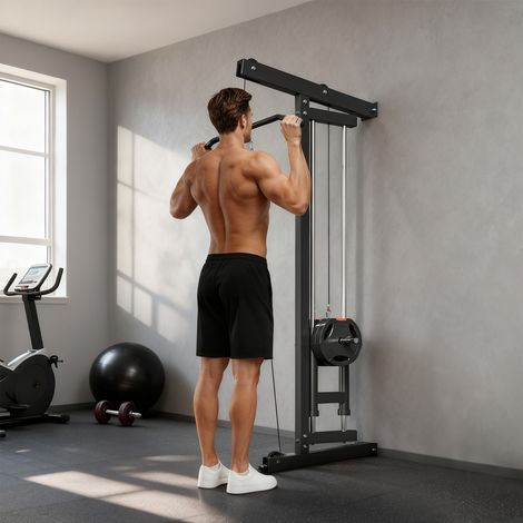 Rameur d'entraînement mural, appareil de fitness à câbles pour salle de sport à domicile, acier, noir