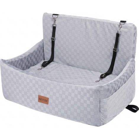 Skylos Large Dog Car Seat Booster Dual-Sided Plush Cool Bed Washable Grey (1/5)