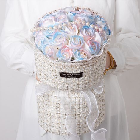 Bouquet De Roses En Savon - 21 Fleurs Parfumées Avec Lumières Led - Décoration Intérieure Pour Saint-Valentin - 30 X 24 X 24 Cm (1/5)