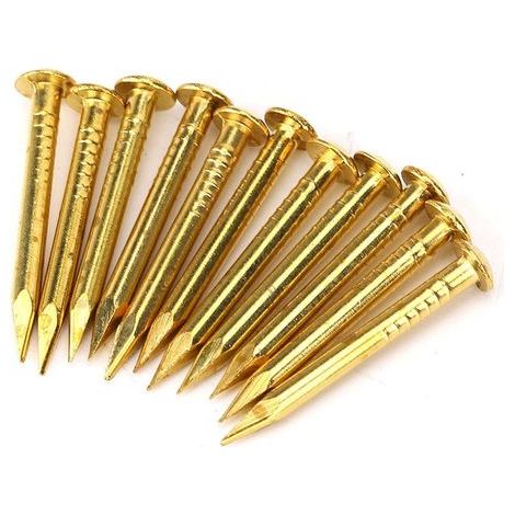100Pcs Clous en Laiton, Clous de Rosace en Laiton Clous de Rosace à Tête Ronde en Laiton pour Bois Miroir de Cadre Photo Suspendu Accessoires de Quincaillerie de Charnière (22 mm de long, gras) (1/5)