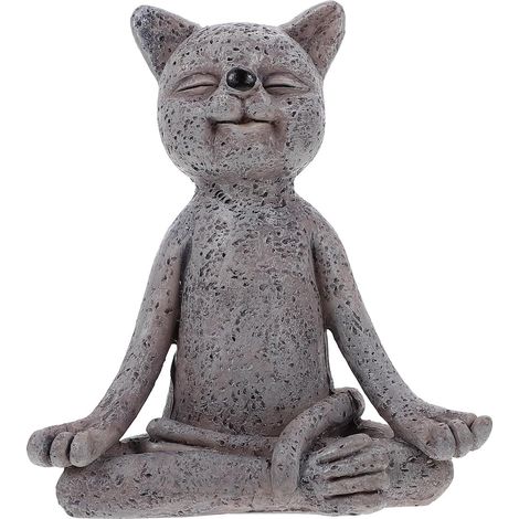 Ornement de Chat Méditatif en Résine Solide Finition Soignée, Décoration Créative et Unique pour Intérieur ou Jardin, Figurine Décorative Originale (1/5)