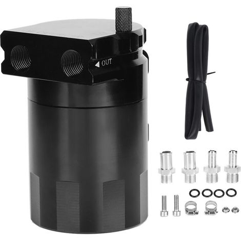 Universal oil catch can kit 300 ml engine tank black polished aluminum alloy tank baffled. (1/5)