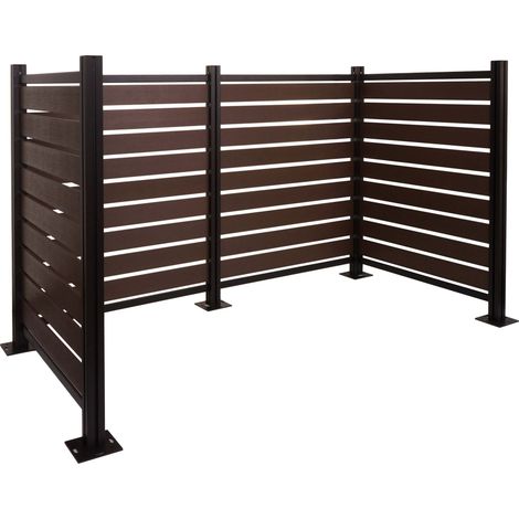 Clôture cache-poubelles en aluminium abri pour poubelles jusqu’à 8 poubelles aspect bois marron extensible 130x206x110 cm 040006441