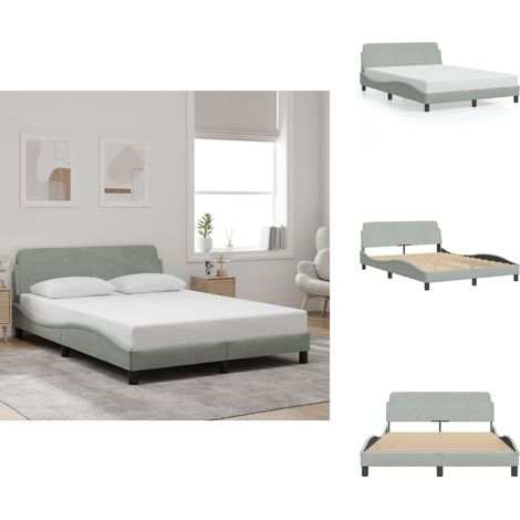 Bettgestell ohne Matratze Hellgrau 120x200 cm Samt - Samtbett - Doppelbett - Boxspringbett - Himmelbettt - Bettgestell (1/5)