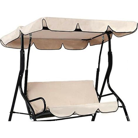Toite De Rechange pour Balancelle, Couverture D'auvent D'oscillation, Housse De Pluie Supérieure 210D, Housses Anti-poussière pour Balançoire D'extérieur,Beige, 249x185x18cm