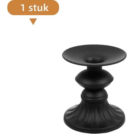 candeliere in ferro battuto con finitura laccata, decorazione da tavola in stile europeo, decorazione per feste, piccolo, nero (1/5)