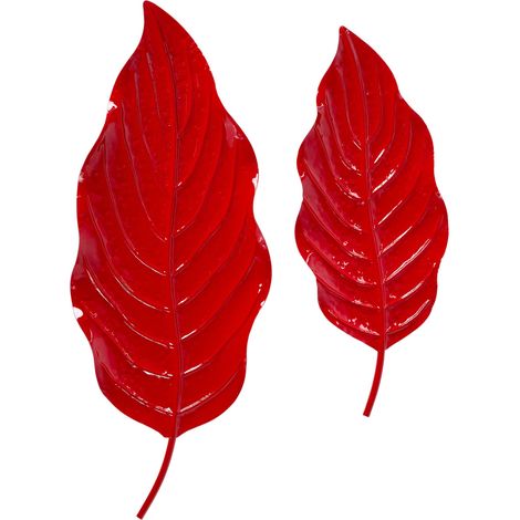 ARPIMEX Set 2 Vassoio di Natale Foglie 69 x 28 x 6,5 Cm Metallo Rosso