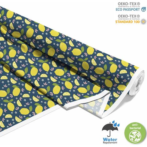 Outdoor dekostoffe oxford - Motiv Zitronen und kleine Blumen (1/5)