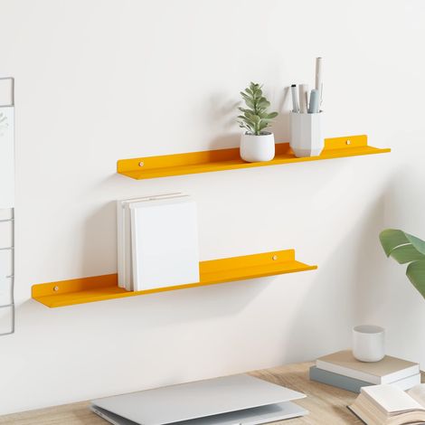 Schwebendes Regal 2 pcs Senfgelb 60 x 8,5 x 2,5 cm Stahl