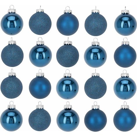 Glas-Weihnachtskugeln Ø 6 cm, 20 Stück, blau