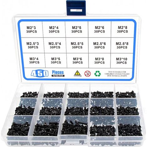 Scatola assortita - Viti - Set di 450 viti a testa raschiante piatta con croce, scatola di viti a testa raschiante, adatta per laptop (1/2)