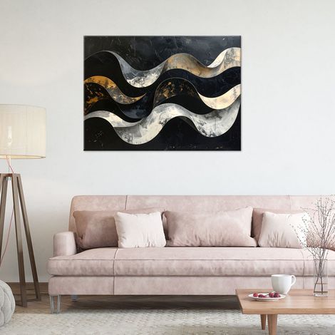 Wandbild Abstrakte Wellen auf schwarzem Hintergrund 60x40 (1/4)