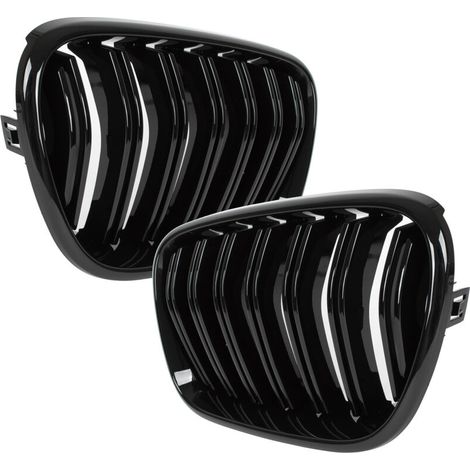 rejilla de intercambiador de calor para BMW X3 F25 11-14, negro brillante, doble barra (1/4)