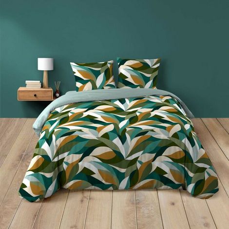 Housse de couette 260 x 240 cm coton 42 fils imprimé Swan + 2 taies (1/5)
