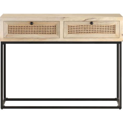 Maison Exclusive - Table console 100x35x76 cm Bois de manguier et canne naturelle