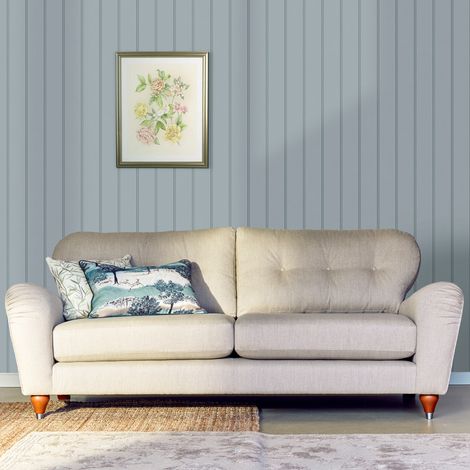 Papier peint intissé Laura Ashley Chalford Lambris Seaspray 1005 x 52cm Bleu