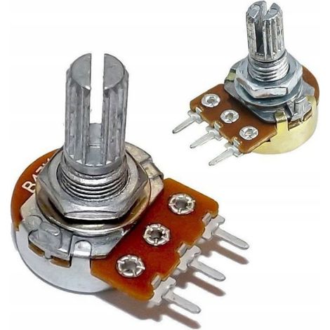 Potentiomètre Rotatif Linéaire - 10K Ohm - Boîtier Métallique - Axe 15 mm - Montage PCB 5 mm - 1 Pièce (1/4)