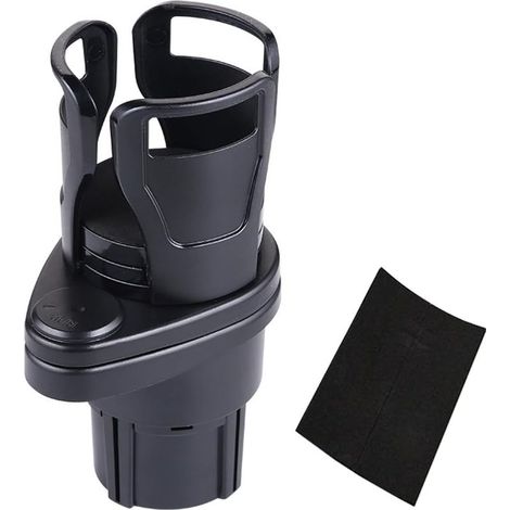 Erweiterung für Getränkehalter im Auto, 2-in-1 Multifunktions-Getränkehalter, 360-Grad-Doppel-Getränkehalter, für große Wasserflaschen und Kaffeebecher (Mattschwarz) (1/4)