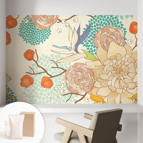 Carta Da Parati - Mural - Con Sala Da Pranzo - Camera Da Letto - Cameretta - Con Colla Gratuita Fantasia floreale 104x70 cm (1/5)