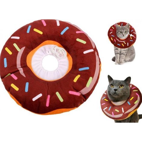 Collier souple pour chat, collier de convalescence mignon en forme de donut pour chats après une intervention chirurgicale, réglable – Collier élisabéthain léger pour empêcher le léchage (M, env. 9 ji (1/5)