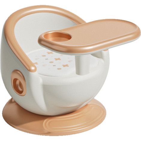 Chaise haute multifonctionnelle pour bébé avec plateau amovible, couleur or. (1/5)
