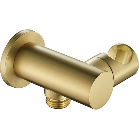 CCYKXA Adjustable Shower Head Holder Brass Handheld Shower Head Holder Wall Mounted Round Shower Bracket Brushed Gold Shower Holder, Convenient Optional for All Families