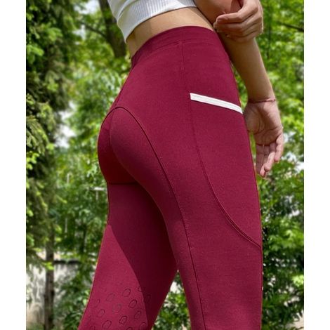 XS, BORDEAUX: Pantaloni leggings da equitazione Winner con riporti in silicone per donna