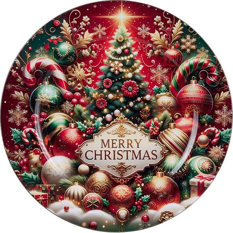 ARPIMEX Piatto Decoro Albero di Natale D 40 Cm Plastica Rosso