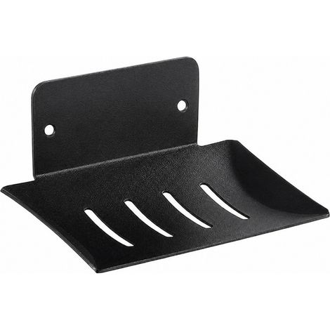 Porte-essuie-tout en acier inoxydable, porte-papier toilette avec porte-savon intégré, noir (1/5)
