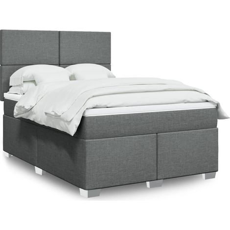 Boxspringbett mit Matratze Dunkelgrau 160x200 cm Stoff