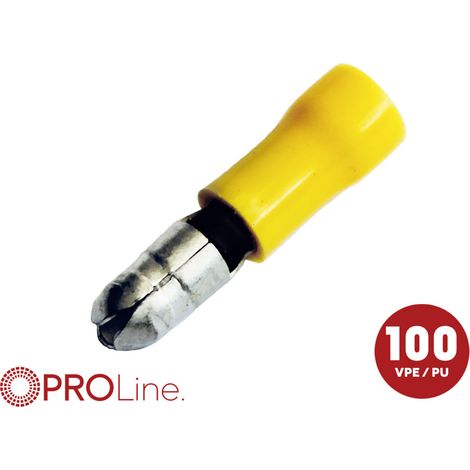ACV 340025-3-0-p Cosse cylindrique mâle Ø de la broche: 5.0 mm entièrement isolé jaune 1 pc(s) Piece