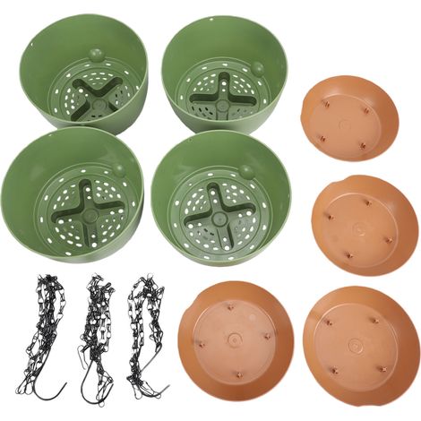 Jardinière suspendue à arrosage automatique, 4 pièces, Pots de fleurs permettant de gagner de l'espace pour la décoration intérieure et extérieure du balcon (1/5)