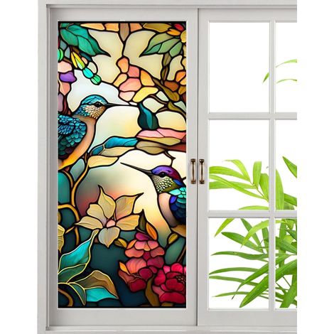 confidentialité pour fenêtre - Fil à dessin coloré - Autocollant décoratif amovible - Autocollant statique pour porte et salle bain (1/5)