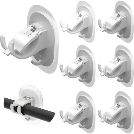Lot de 6 supports de tringle à rideau auto-adhésifs, réglables, blanc (1/5)