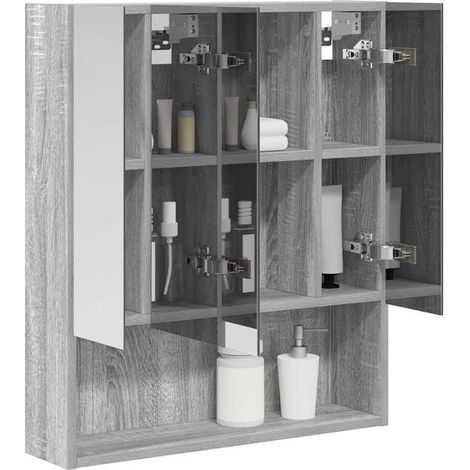 Armoire de Toilette avec Miroir, Gris Sonoma, 60 x 14,5 x 70 cm, Meuble de Rangement Mural pour Salle de Bain, Design Moderne et Fonctionnel (1/5)