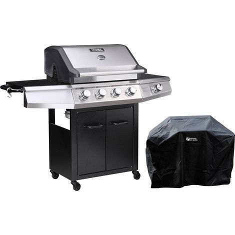 Barbecue a gas "Bingo 5" - 5 piastre di cui 1 laterale - 15.2kW + Fodera di protezione -Nero