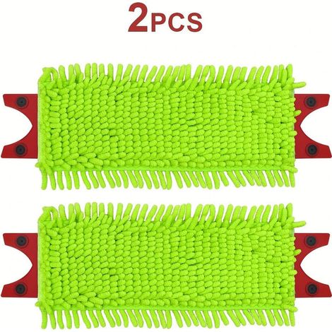 Lot de 2 tampons de rechange en chenille épaisse compatibles avec le balai Velida Ultramat 2. Lavable en profondeur et réutilisable. (1/4)