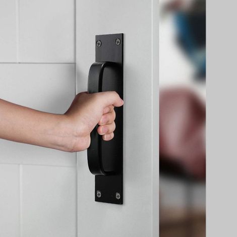 Poignée de Porte Coulissante, Poignée d'armoire de Porte, Poignée Décorative, pour Lourde, Porte Extérieure, Porte Intérieure, Porte de Garage, Placard ( Noir ) (1/4)