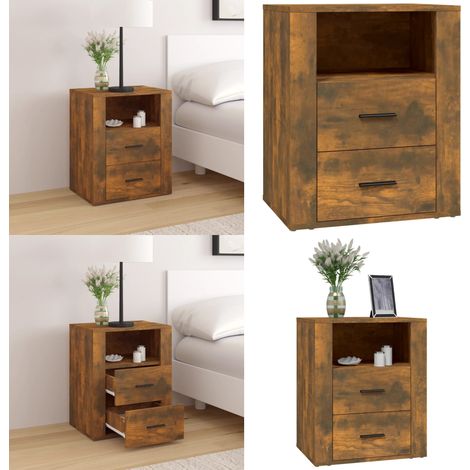 Nachttisch Räuchereiche 50x36x60 cm Holzwerkstoff - Nachttisch - Wohnzimmermöbel - Schlafzimmerschreibtisch - Holzwerkstoff - Rauchereiche - Home & Living (1/5)