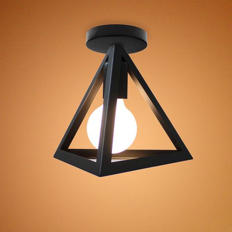Lámpara de Techo Sencilla Estilo Nórdico Luz Colgante Metal Iluminación de Techo para Salón Café Estudio Loft Negro (1/4)