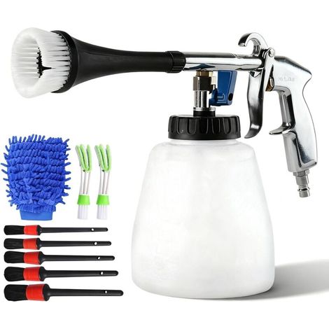 Pistolet de Nettoyage de Voiture, 60L 69,2Bar Kit de Nettoyage D'air Comprimé Pistolet de Lavage Portable Avec Buse, Serviettes, Gants, Brosses (1/4)