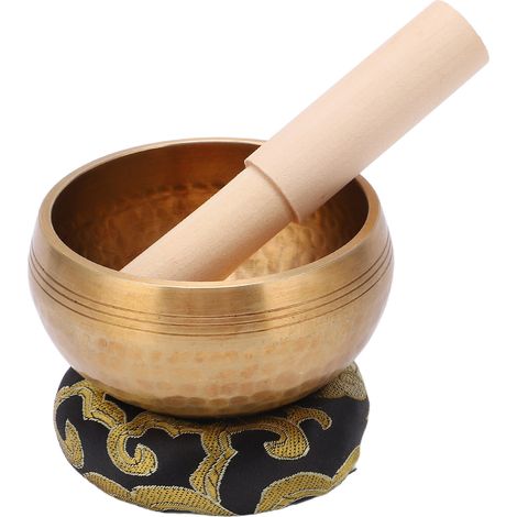 Bol chantant tibétain 8cm plat, marteau inclus, pour méditation profonde, yoga et harmonie intérieure. (1/5)