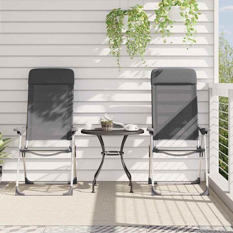 Lot de 4 Chaises de camping pliables - Chaise d'extérieur pour terrasse/jardin Gris Aluminium BV522576 - BonneVie (1/5)