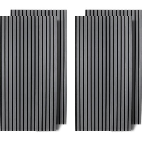 TolleTour Aislamiento acústico Lote de 4 paneles acústicos con aspecto de madera 60 x 120 x 2,1 cm Gris