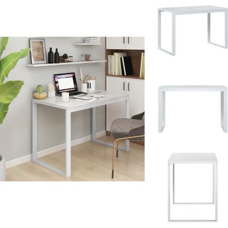 Computertisch Weiß 110x60x73 cm Holzwerkstoff - Bürostuhl - Schreibtisch - Home Office - Weißer Schreibtisch - Moderner Schreibtisch (1/5)