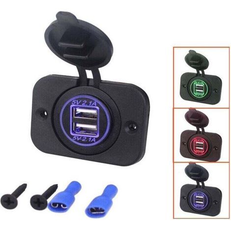 BUNTHAUS Versenkte Doppel-USB-Steckdose 12/24 Volt 2,1 A 5 Volt für Wohnwagen, Wohnmobile, Autos, Boote, LKWs (1/4)