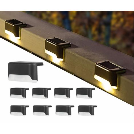 Lampada solare monoblocco sigillabile per recinzioni, patii o scale, illuminazione solare a LED IP65 per giardini, patii, scale e recinzioni (luce calda - nera, confezione da 5) - 80 x 45 x 42 mm (1/3)