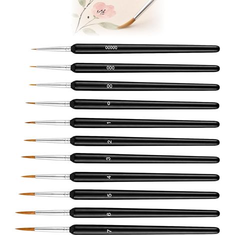 11 Pièces Pinceaux Peinture De Détail, Pinceaux Peinture Acrylique, Pinceau Fins pour Maquettes/Nail Art Ongles, Pinceau Fin Peinture pour Aquarelle, Acrylique, Figurine, Modelisme (1/5)